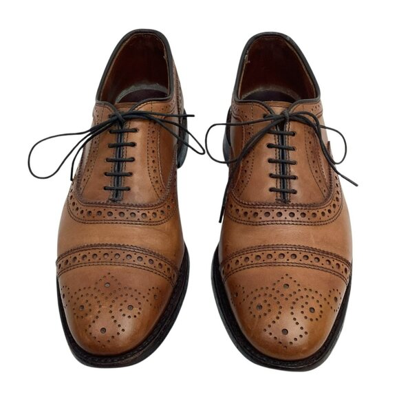 Allen Edmonds Strand Mens Brogue Oxford Dress Shoes Sz 7.5 Brown Leather Made In - Picture 4 of 14